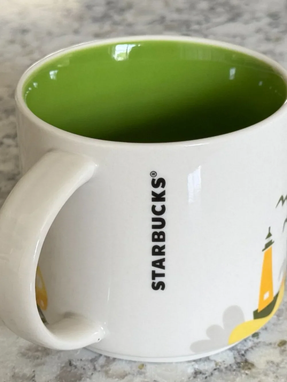 Starbucks Wisconsin You Are Here 14oz Mug 2014 Green Interior Collectible Disc.